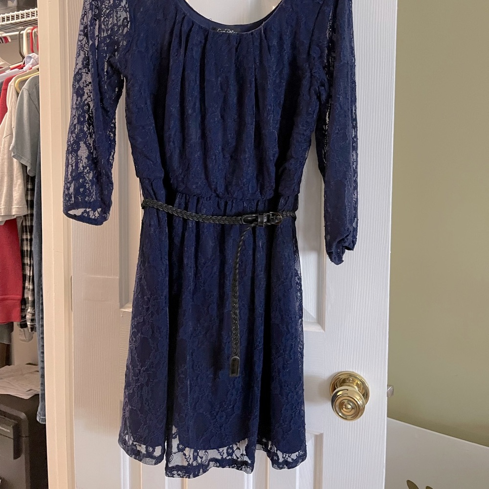 Lacy blue 3/4 sleeve dress